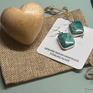 Genuine Indian Handmade Sterling Silver Turquoise Earrings